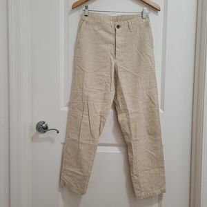 Uniqlo Tan Straight Leg Linen Blend Pants Women Size S